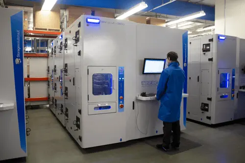 Justin Hewston working with the new JUKI storage system
